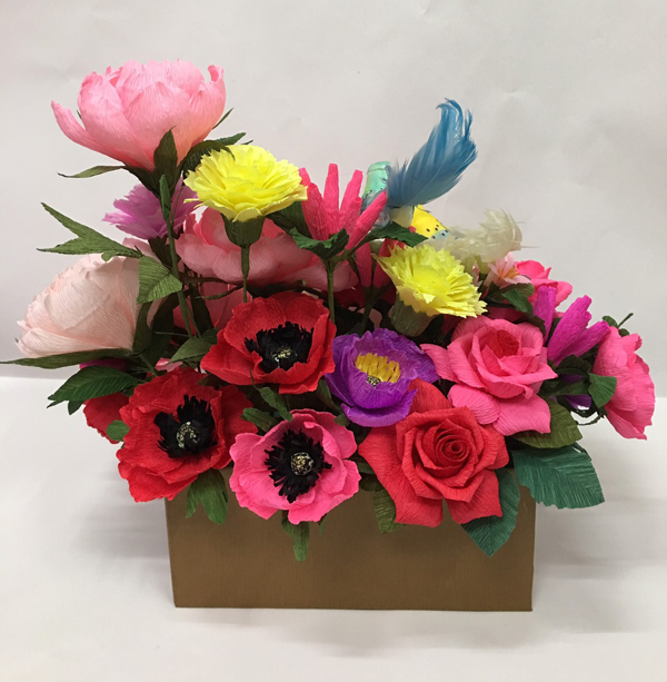 人造紙花、手工花、單朵、花束、材料、高級進口紙、皺紋紙製作、完全客製--提籃禮盒盆花系列